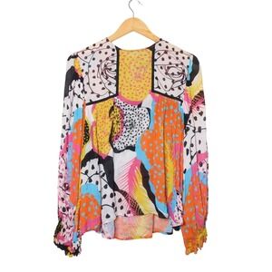 Blank London Anthropologie Miranda Blouse Small Multicolor Floral Peasant Top